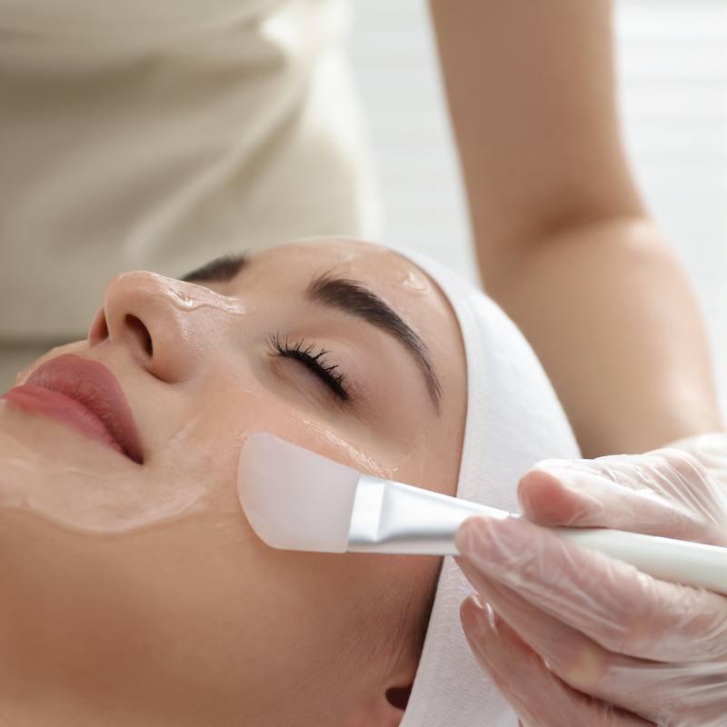 A lady being treated with Neostrata chemical peel at Bespoke Medical Aesthetics in Colchester