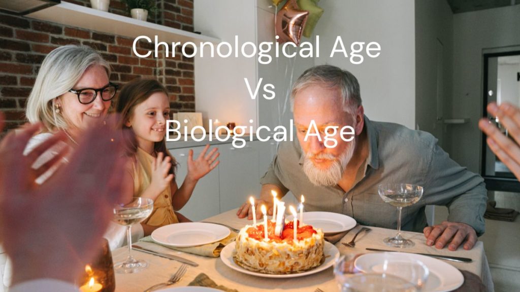 A picture showing a birthday celebration displaying Chronological Age vs Biological Age with biological age being measured using a biological Age test called GlycanAge at Bespoke Medical Aesthetics in Colchester