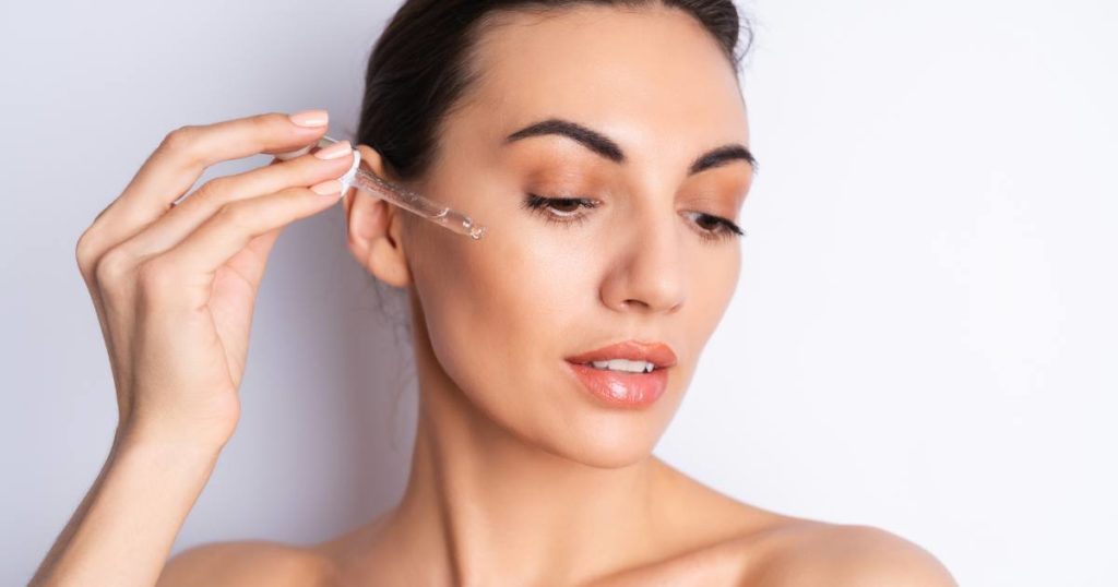 Why skincare stops working after 35. A woman in her mid-30s using skincare.